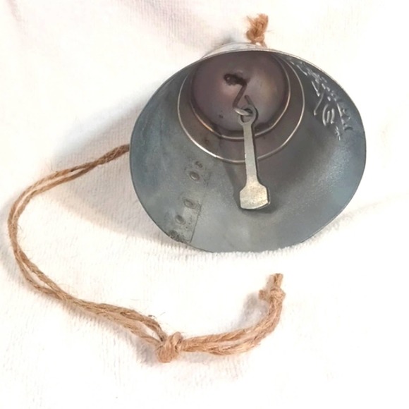 4" Christmas COW BELL Ornament Hanging Sound Ringer Silver Aluminum SNOW Rope - Picture 6 of 8